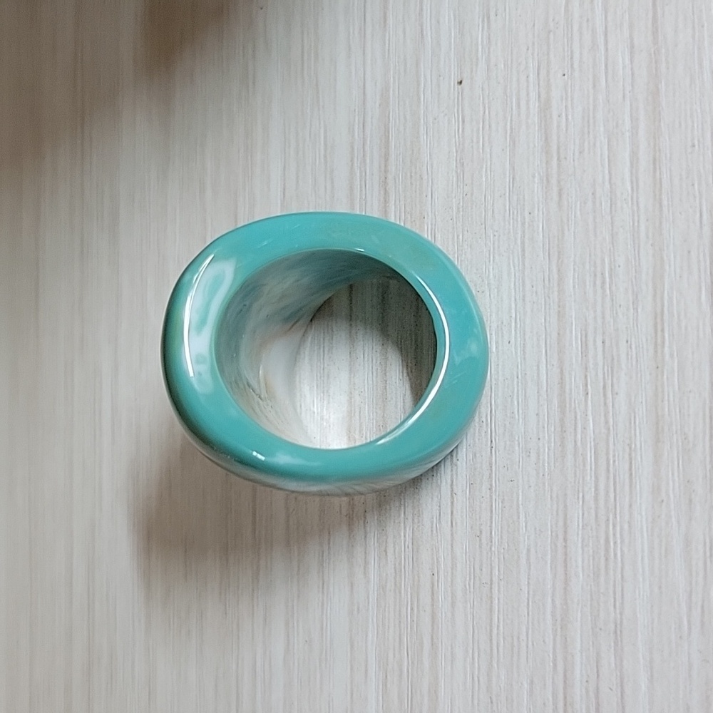 TEAL AND ORANGE SWIRL BOLD DOME RING - Picture 7 of 7
